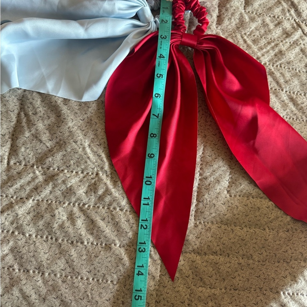3 PIPER•K  Hair Scrunchies with ribbon”tails”  Set
Ocean theme/patriotic colors! - Picture 3 of 7